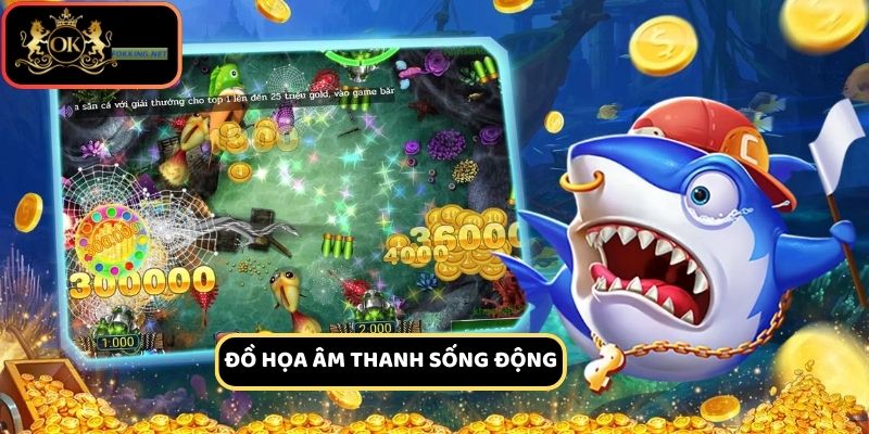 Giao diện của trò chơi bắn cá OKKing được thiết kế đẹp mắt, thu hút bet thủ